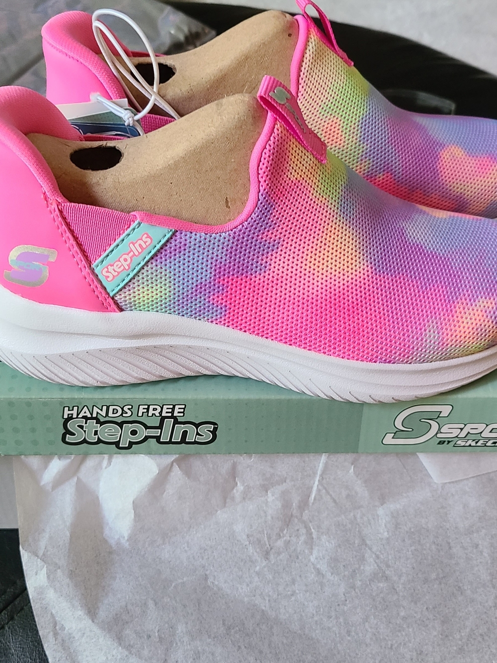Skechers Kids Pink Multi Tie-Dye Slip-On Step-Ins Sneakers Size 1